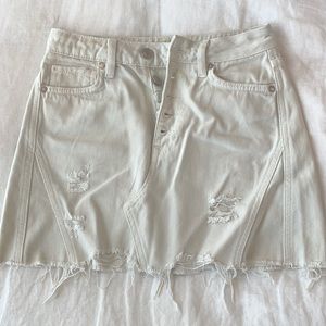 Free People cream denim skirt with front buttons
